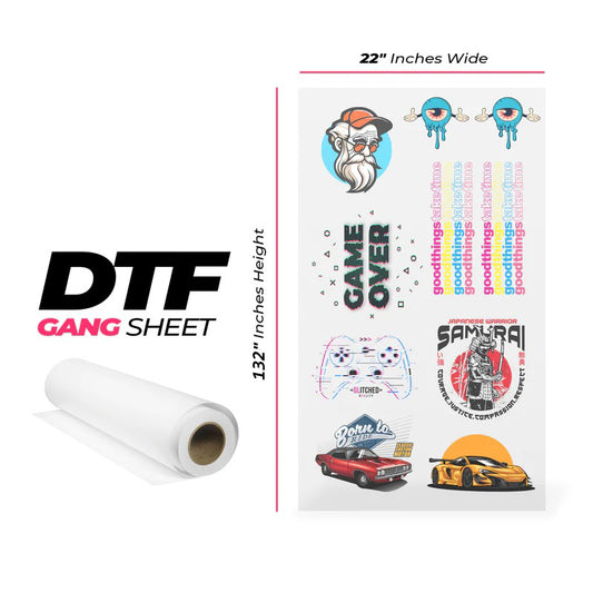 22"x132" DTF Wholesale Transfers | Gang Sheet