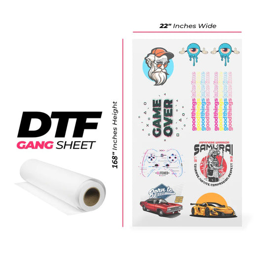 22"x168" DTF Wholesale Transfers | Gang Sheet