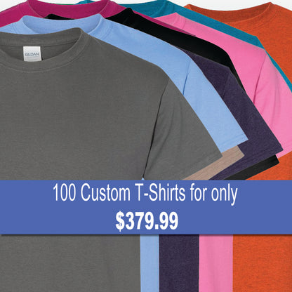 100 Custom T-Shirts for only $379.99