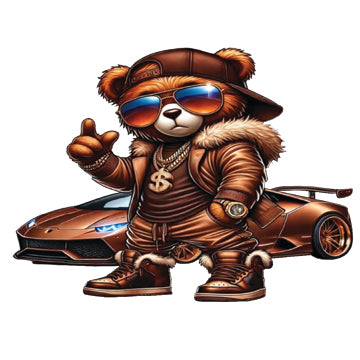 Copper Brown Luxury Car Hip Hop Teddy Bear