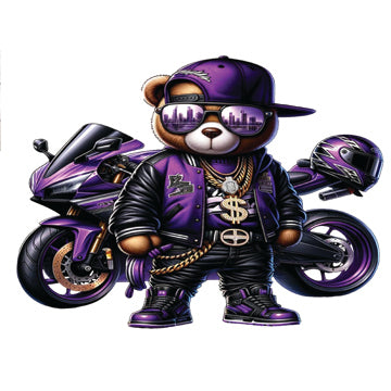 Purple Biker Racer Teddy Bear