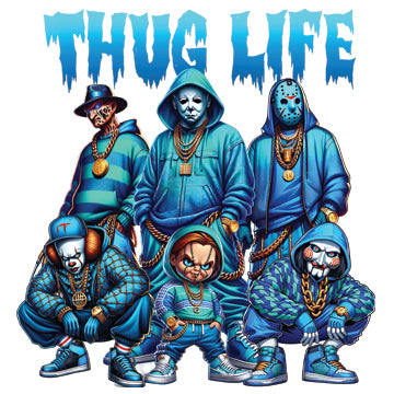 Thug Life Horror Characters Scary Halloween Blue